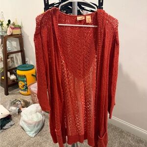 Cherokee Women's Red Open-Front Cardigan